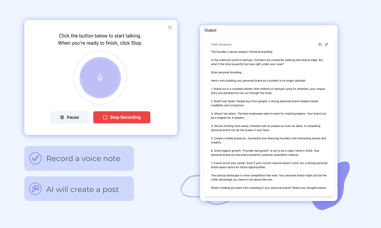 Turn Voice Notes into viral content in seconds